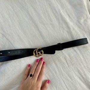 GUCCI LEATHER BELT WITH ICON DOUBLE G - Size 65 (XS)